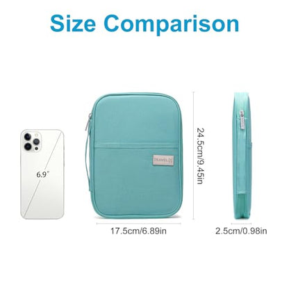 Family Passport Wallet Holder,Waterproof Multi functional Travel Document Organizer for Men Women Travel Wallet - color: Light Blue
