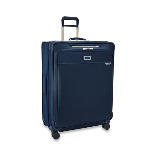 Briggs & Riley 31" Extra Large Expandable Spinner - Checked Luggage for Travel, Suitcases with Wheels, Softside Rolling Bag for Men & Women, Self-Repairing Zipper - Baseline Collection, Navy - color: Navy, size: 31" Extra Large Expandable