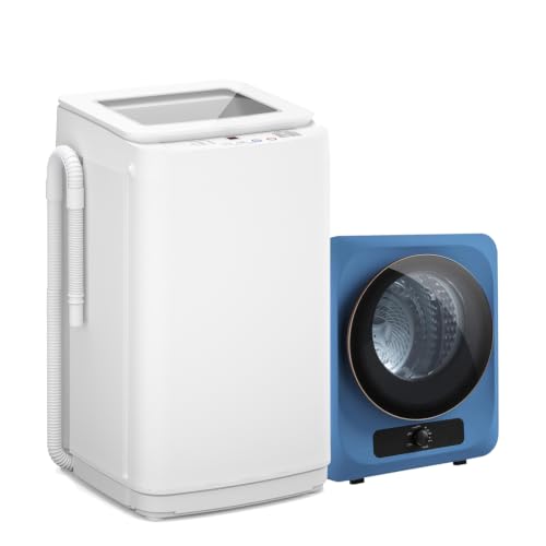 Auertech Portable Washer and Dryer Combo Set, 14 lbs Fully Automatic Washing Machine & 1.5 Cu.Ft Portable Clothes Dryers, Built-in Drain Pump, Compact Washer and Dryer for Apartment, RV, Dorm - color: Blue, size: 1.5 cu.ft + 14 lbs
