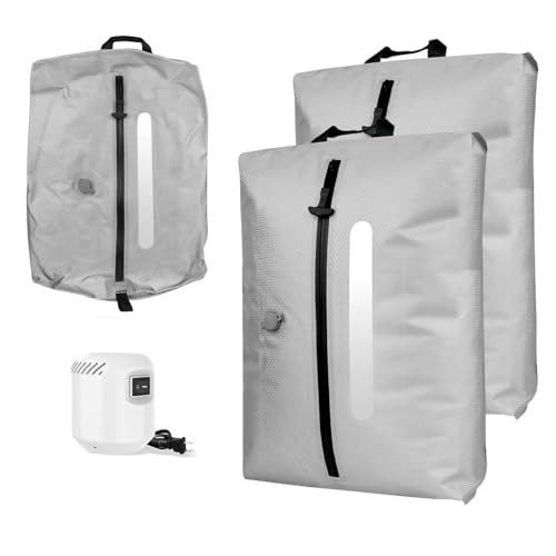 AIDONS Vacuum Travel Bags with Pump - Reusable Vacuum Compression Bags, 420D Reinforced Nylon - Tear Resistant, IP67 Waterproof & Odor-isolating, Space Saver Travel Pack Vacuum Kit (Grey 33L 2PC+Pump) - color: Grey, size: 2PC+Pump