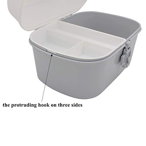 Plastic First Aid Storage Box Container Bin with Removable Tray and Portable Handle, Family Emergency Medicine Kit Case Organizer, White&Gray - color: white&gray