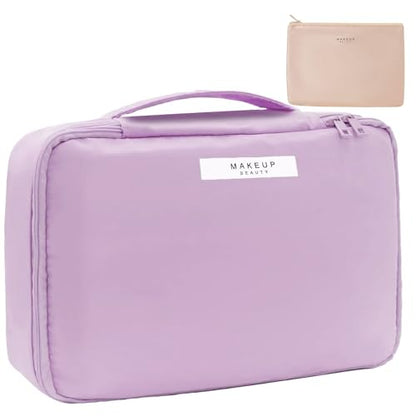 Queboom Travel Makeup Bag Cosmetic Bag Makeup Bag Toiletry bag for women and men (Purple) - color: Purple