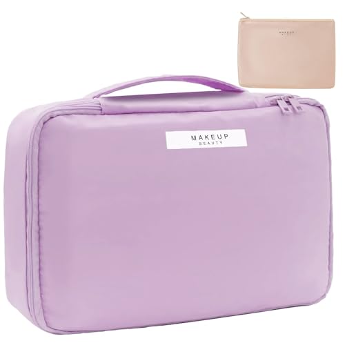 Queboom Travel Makeup Bag Cosmetic Bag Makeup Bag Toiletry bag for women and men (Purple) - color: Purple