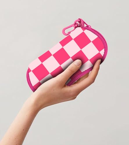 Sunglasses Case Soft Glasses Cases for Women Pouch Eyeglass Bag Eye Glass Kids Girls Sun Glasses Cute Kawaii - color: Pink Plaid