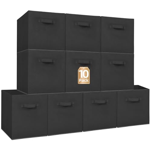 STORAGE MANIAC Storage Cubes, 13 Inch Collapsible Storage Bins with Handles, 10 Pack Fabric Foldable Bins for Organization, Durable Storage Bins for Closet, Shelves, Offices, 10-Pack Black - color: Black-10 Pack, size: 13 INCH