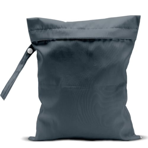 Waterproof Wet Bag for Swimsuit, Travel Beach Wet Dry Bag, Hidden Zipper Reusable Gray Wet Bags, for Travel Beach Wet Swimsuits Toiletries Diapers Dirty Gym Clothes Laundry Bag - color: Pure gray