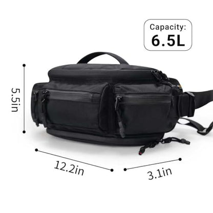 reeyee tactical fanny pack Fanny Pack for Men Women,Water-Resistant Sling Bag,Reflective Zipper, Utility Cycling Waist Pack, 6.5L Expandable Motorcycle Hip Bag Belt Outdoor Hiking Fishing Bumbag