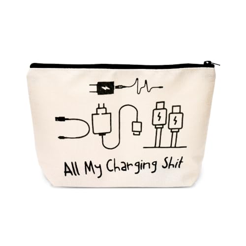 ShiQiao Spl Charging Cable Organiser Bag for Travel Backpack Accessories Funny Makeup Bag Gifts for Women Men Birthday Christmas Gift for Daughter Friend Charger Organiser with Zipper Toiletry Pouch - style: All My Charging2