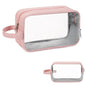 Narwey Clear Travel Toiletry Bags for Traveling Toiletries Men Women, Clear Makeup Bag Cosmetic Bag with Zipper, Make Up Pouch Organizer Bag with Handle, Skincare Beach Snack Medicine Bag, Pink - color: Clear-Pink