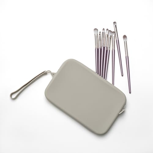 Large Silicone Multifunctional Essential Bag Portable Travel Makeup Bag for Women Men Cards Cash Bag Zipper Pouch (Grey) - color: Grey