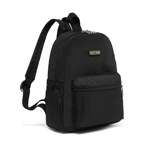 AOTIAN Mini Lightweight 11.8 Inch Backpack Durable Travel Hiking Women and Girls Small Daypack, 7 Liters Black - color: Black
