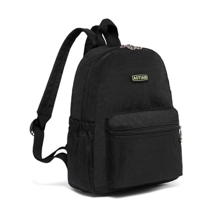 AOTIAN Mini Lightweight 11.8 Inch Backpack Durable Travel Hiking Women and Girls Small Daypack, 7 Liters Black - color: Black