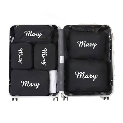Personalized Packing Cubes Set of 6 with Custom Name, Travel Organizer Bags for Suitcase, Lightweight Luggage Storage Cubes for Clothes Shoes Toiletries, Travel Essentials