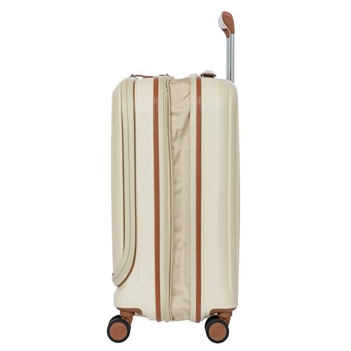 Bric's Taormina Ultra-Light Carry-On Spinner – Airline Approved Expandable Hard Shell Suitcase with TSA Lock, Anti-Tamper Zippers & Built-In USB Port - 21 Inch with Pocket, Cream - color: Cream, size: Carry-On w/ Front Pocket