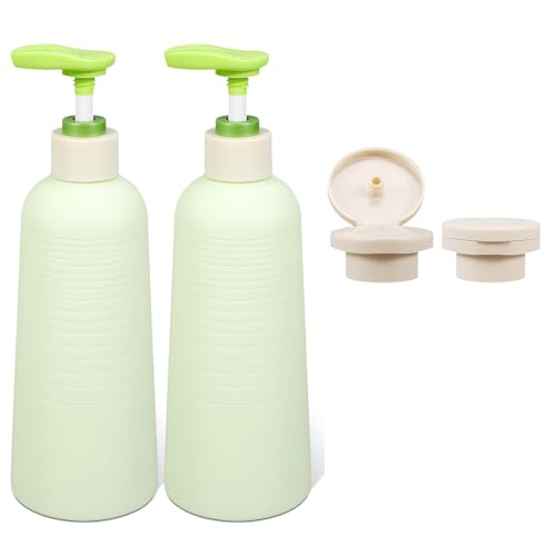 13.4oz Travel Shampoo Bottle with Flip Cap, Refillable Plastic Pump Bottles Dispenser for Soap, Shampoo, Lotions, Liquid Body Wash, Creams and Massage Oil (2 Pack, 13.5oz/400ml) - size: 13.5 fl oz