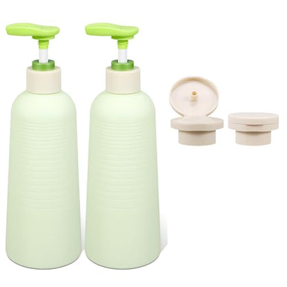 13.4oz Travel Shampoo Bottle with Flip Cap, Refillable Plastic Pump Bottles Dispenser for Soap, Shampoo, Lotions, Liquid Body Wash, Creams and Massage Oil (2 Pack, 13.5oz/400ml) - size: 13.5 fl oz