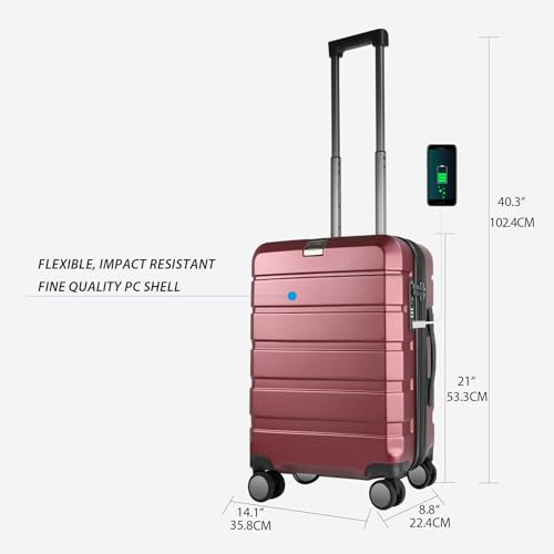 KROSER Hardside Expandable Carry On Luggage with Spinner Wheels & Built-in TSA Lock, Durable Suitcase Rolling Luggage with USB Port, Carry-On 20-Inch, Burgundy - color: Burgundy