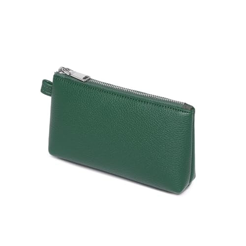 30 Color PU Faux Leather Travel Toiletry Bag for Women, Mini Cosmetic Pouch Organizer with 2 Dividers, Easy Clean Makeup Bag for Purse, Gift Idea (PU Faux Leather/Forest Green) - color: PU/Forest Green