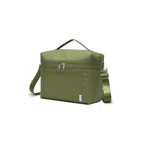 NOL Natural Organic Lifestyle Insulated Lunch Bags for Women Cooler Bag Lightweight Nylon Waterproof Lunch Box For Work - color: Amy green, size: Small (4 Liters)