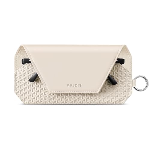 VULKIT Portable Leather Eye Glasses Case for Women & Men, Slim Sunglass Case, Unisex Eyeglass Case - color: Moonstone Beige