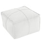 MeMoreCool Stuffed Round Pouf Ottoman Foot Rest, Floor Pouf Foot Stool with Soft Foam Chunk Filling, Small Round Ottoman Footstool Circle Footrest for Living Room - color: Piping Off-white