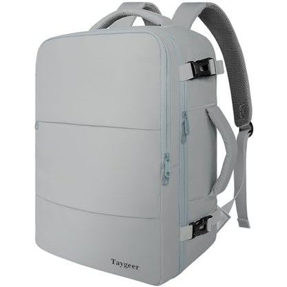 Taygeer Carry On Backpack, Womens Travel Backpack with Water Bottle Pocket & Shoe Pouch, Laptop Mochila 15.6inch Flight Approved, College Teacher Tote Bag for Business Travel Supplies, Grey - color: Elephantgray, size: Large