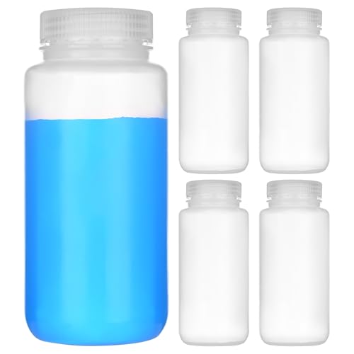 16oz/500ml Plastic Sample Bottles with caps, Wide Mouth Reagent Bottle with Lids Leak Proof Containers Water Sample Bottles for Laboratories, Travel(5Pcs) - style: 500ML-5pcs