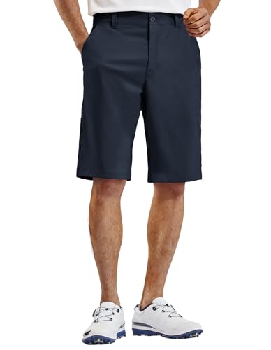 PULI Mens Golf Hiking Shorts Lightweight Casual Dress 12"/10" Inseam Work Stretch Travel Hybrid Quick Drying with Pockets - color: Navy, size: 36W x 12L