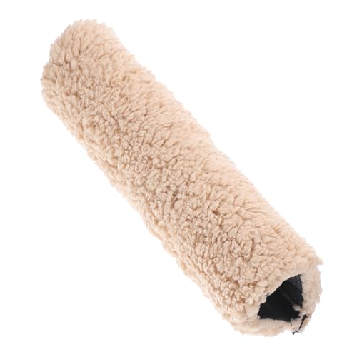 Unomor Plush Sherpa Armrest Covers Thickened Warm Chair Arm Pads with Soft Sheepskin Cushion for Office Gaming Home and Airplane Chairs Pressure-Relief Elbow Support Non-Slip Beige