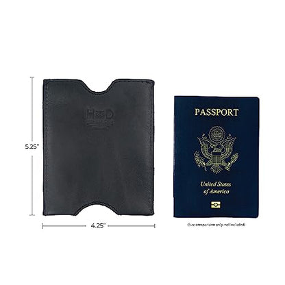 Hide & Drink, Travel Passport Pocket Sleeve Handmade from Full Grain Leather - Charcoal Black - color: Charcoal Black