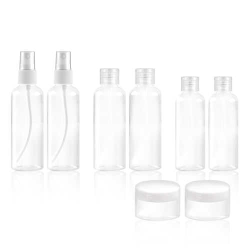 Ninsula 8Pcs Travel Bottles Set, TSA Approved Travel Size Toiletries, Reusable Leak Proof Cosmetic Containers for Shampoo, Conditioner, Cream -Women Men Travel Essentials