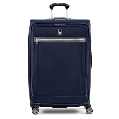 Travelpro Platinum Elite Softside Expandable Checked Luggage, 8 Wheel Spinner Large Suitcase, TSA Lock, Men and Women, Dark Blue, Checked Large 29-Inch - color: Dark Blue, size: Checked-Large 29-Inch