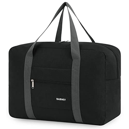 For Spirit Airlines Personal Item Bag Foldable Travel Duffel Bag Tote Carry on Luggage Duffle Overnight for Women and Men - color: 1112-Thick Series Black
