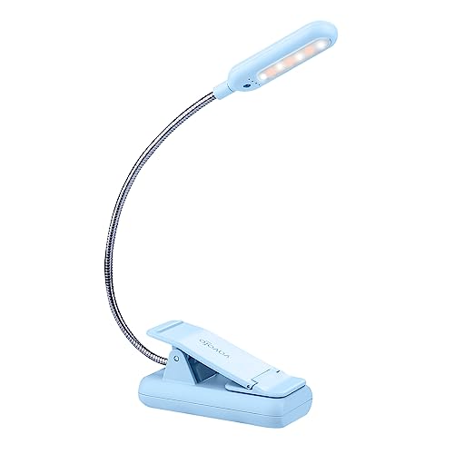 VAVOFO Rechargeable Book Light for Reading in Bed Kids, 7 LED Reading Light with 9-Level Warm Cool White Daylight, Eye Care Lamp with Power Indicator for Bookworms (Light Blue) - color: Light Blue