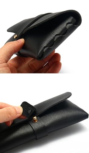 Portable Leather Glasses Case Anti-pressure Glasses Bag Coin Purse Storage Bag Suitable for Men and Women - color: Black and White Set of Two
