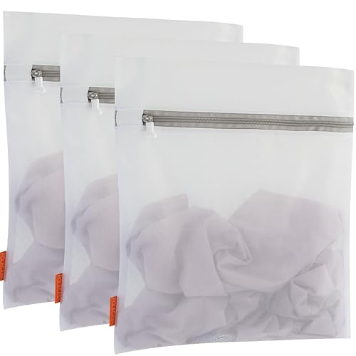 Polecasa Mesh Laundry Bags 3 Pack 16 x 20" (Large) - Durable Zipper Wash Bags for Delicates, Lingerie, Bras, Underwear - Protect Garments in Washing Machine - size: 3 Large