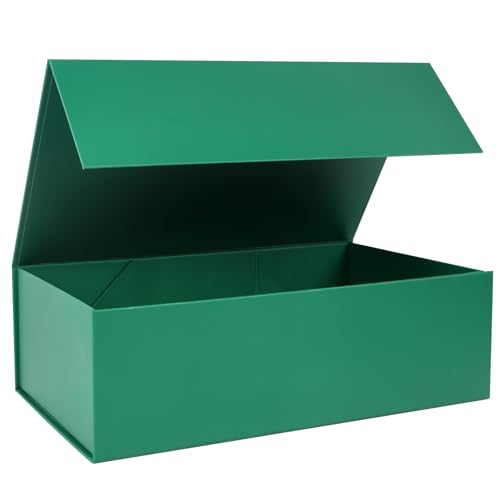 LFBOX Green Gift Box with Magnetic Lids 13.8x8.3x4.4 in, Bridesmaid Groomsman Proposal Box, Large Rectangle Storage Box 1 Pack - color: Green, size: 1 count (Pack of 1)