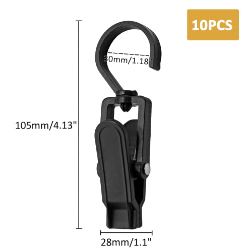 BokWin 10PCS Super Strong Plastic Swivel Hanging Hooks Home Travel Swivel Hanging Laundry Hooks Clip, Windproof Clip, 4.13inch, Black - size: black,10pcs