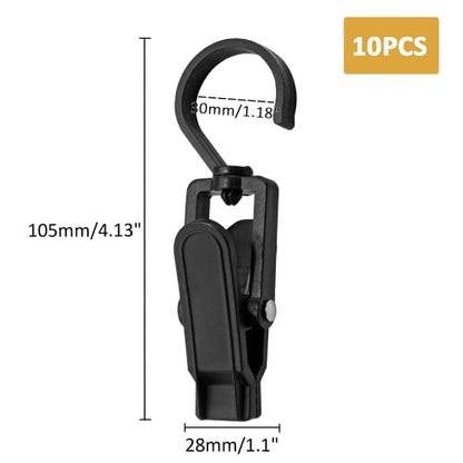 BokWin 10PCS Super Strong Plastic Swivel Hanging Hooks Home Travel Swivel Hanging Laundry Hooks Clip, Windproof Clip, 4.13inch, Black - size: black,10pcs
