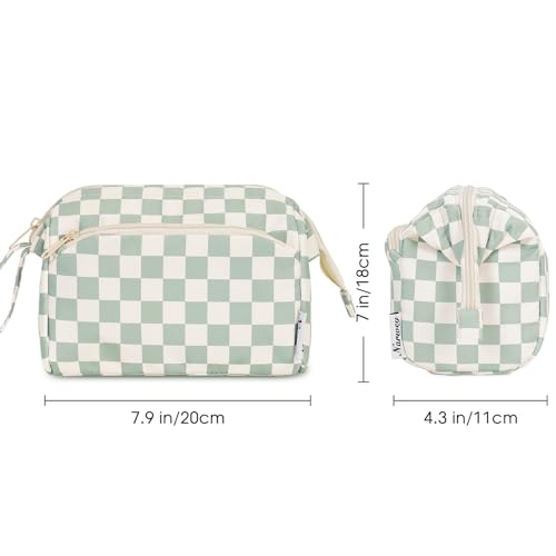 Narwey Makeup Bag Women Girls, Travel Toiletry Bag for Women Cosmetic Bag Organizer Make up Bag with Compartments Toiletries Medicine Bag (Mint Green Checkerboard) - color: Z-Mint Green Checkerboard