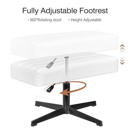 VECELO Under Desk Footrest, PU Ergonomic Foot Rest with Comfort Padding, Height Adjustable for Relieving Leg Pain, Stiffness, and etc, White - color: White