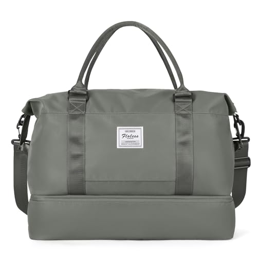 Travel Duffel Bag with Shoes Compartment, Overnight Weekender Bags for Women,Carry on Personal Item Bag，Extra Large - color: A-Olive Green, size: Extra Large