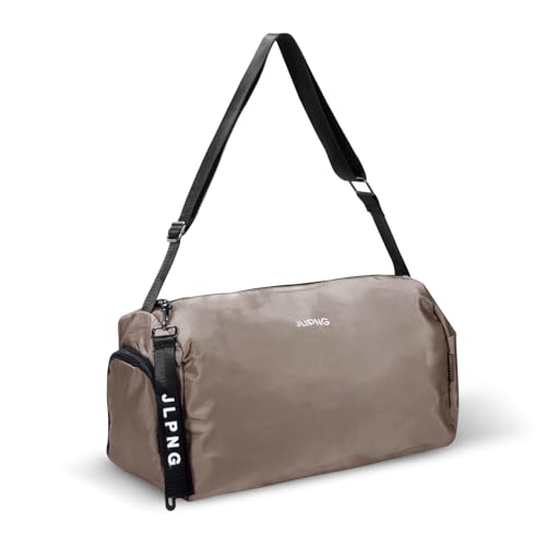 C&F BOGMOST Small Travel Duffel With Shoe Compartment - Foldable Waterproof Gym Bag for Men Women - Lightweight Oxford Cloth Sports Duffle for Beach Swim - Brown - color: A1-Brown-Small & Shoe Compartment, size: 15 INCHES