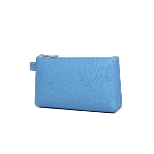 30 Color PU Faux Leather Travel Toiletry Bag for Women, Mini Cosmetic Pouch Organizer with 2 Dividers, Easy Clean Makeup Bag for Purse, Gift Idea (PU Faux Leather/Gentian Blue) - color: PU/Gentian Blue