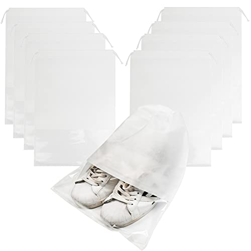 8PCS Travel Shoe Bags with Rope for Men and Women Large Shoes Pouch Organizers - color: White