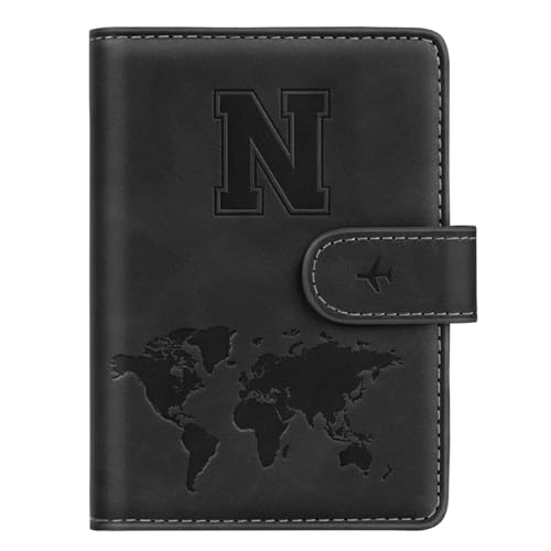 Passport Holder Wallet Cover Personalized Letter A-Z Travel Wallet RFID Blocking Passport Cover Wallet Case for Travel Passport Book Holders for Women and Men, Black-N - color: Black, size: N