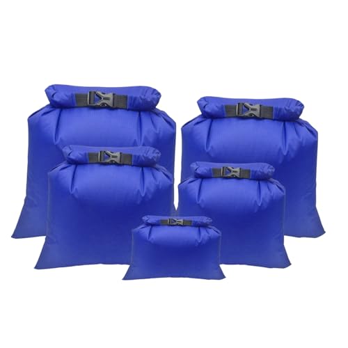 TRENDBOX Roll Top Waterproof Dry bag Kit Storage Compression Bag Sack Poch Packing Organizers Water Resistant Camping Travel - color: Set of 5 - Blue