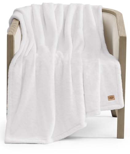 UGG Faux Fur Throw Blanket - Soft Luxury Throw for Couch, Cozy Bedroom Decor & Living Room Decor, Housewarming Gifts for Women, White Snow, 50" x 70" (Marcella) - color: White
