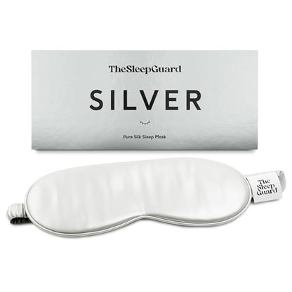 TheSleepGuard Pure Silk Sleep Mask [100% 6A Mulberry Silk, 22 Momme] Light Blocking Travel Essentials. Eye Masks for Sleeping. Black Oeko-Tex Blindfold. Eye Covers for Men & Women - color: Silver Grey