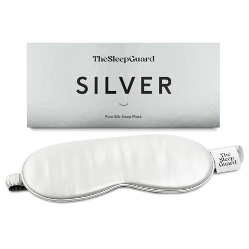 TheSleepGuard Pure Silk Sleep Mask [100% 6A Mulberry Silk, 22 Momme] Light Blocking Travel Essentials. Eye Masks for Sleeping. Black Oeko-Tex Blindfold. Eye Covers for Men & Women - color: Silver Grey
